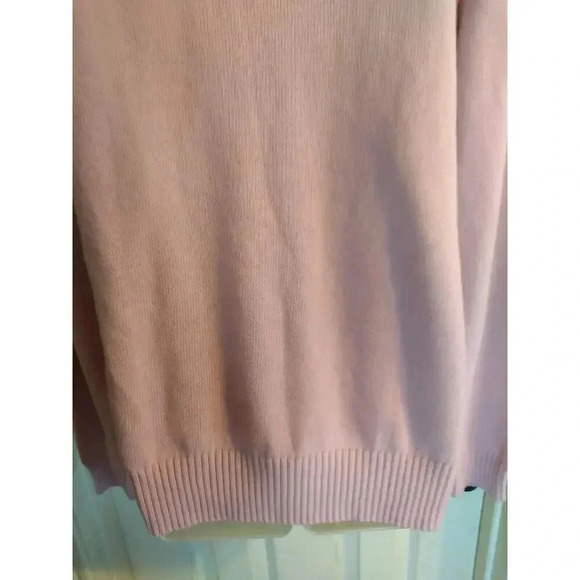 Liz Claiborne Sweater Pink White Shawl Collar Sz L Classic Preppy Sporty - Picture 7 of 10